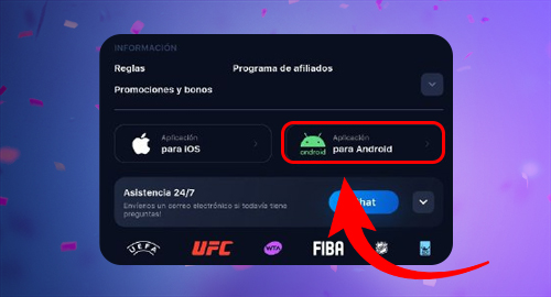 1win mobile app section