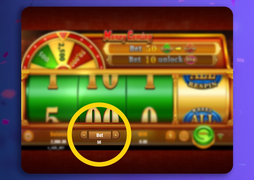 Set your Money Coming bet amount